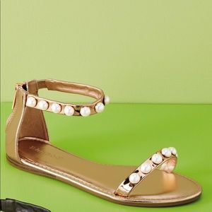 Bamboo Rose Gold with Pearl Sandals Size 8.5